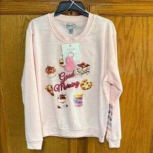 Light Pink Breakfast Graphic Crewneck